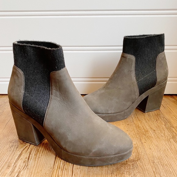 Eileen Fisher Shoes - Eileen Fisher Leather Suede Knit Heel Later Bootie
